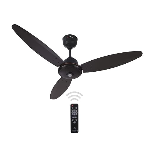 ACTIVA Gracia 1200 MM (28 Watts) BLDC Motor Fan With LED Light |Remote| 3 Blade Energy Saving Ceiling Fan With 5 Year Warranty (Smoke Brown)